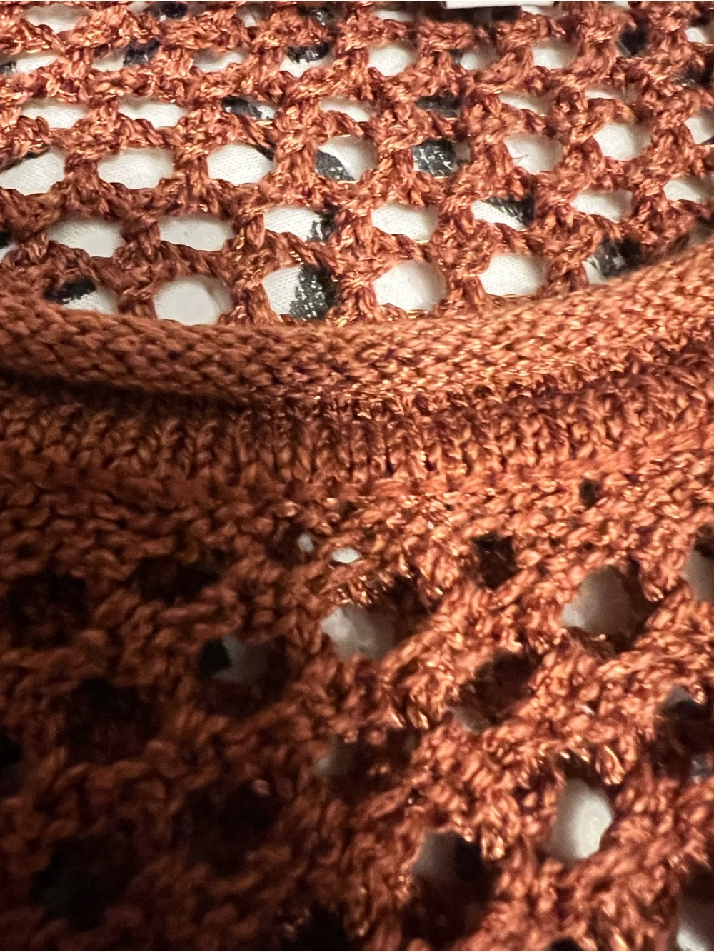 LOFT Rust Open-Knit Crewneck Sweater - Picture 3 of 6